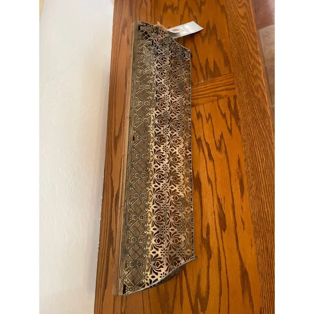 Belle Maison Decirative shelf Bronze tone metal with rustic wood top - Picture 3 of 6